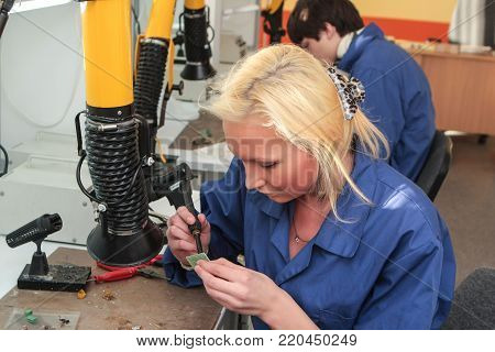 St. Petersburg, Russia - February 16, 2012: Electrotechnical College Of Municipal Economy. Students 