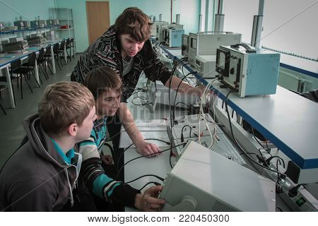 St. Petersburg, Russia - February 16, 2012: Electrotechnical College Of Municipal Economy. Students 