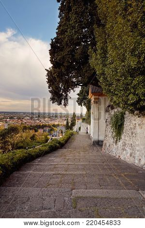 Monselice, Italy - July 13, 2017: Villa Dudo. Complex Of Seven Churches.