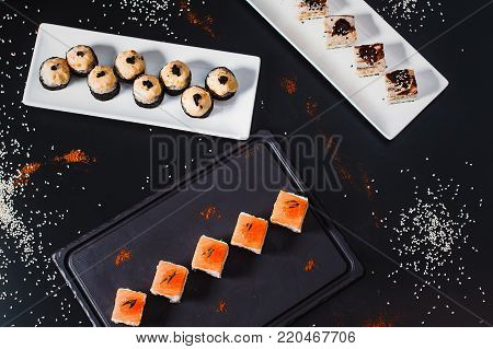 Pan-asian Dinner. Lunch Set Of Several Dishes