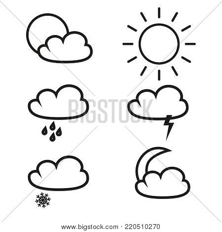 Weather of icons on the white background