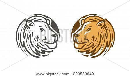 Lion logo or emblem. Wildlife, animal icon or label. Vector illustration isolated on white background