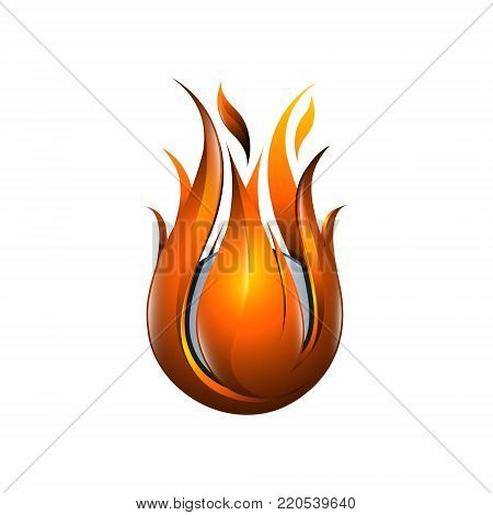 3d vector glossy fireball down the orange color in it a gray ball logo design elements