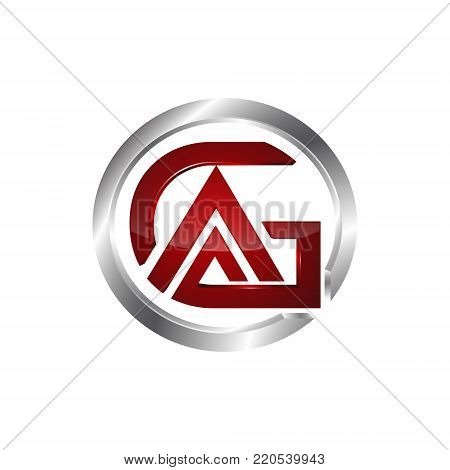 3d vector glossy round letter G and triangle A Initial Logo Template