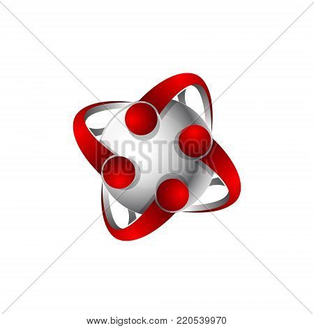 Meteor red round globe gray planet Abstract logo design elements