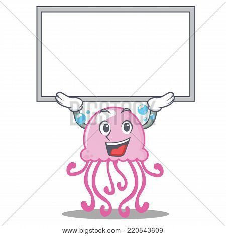 Up board cute jellyfish character cartoon vector illustration