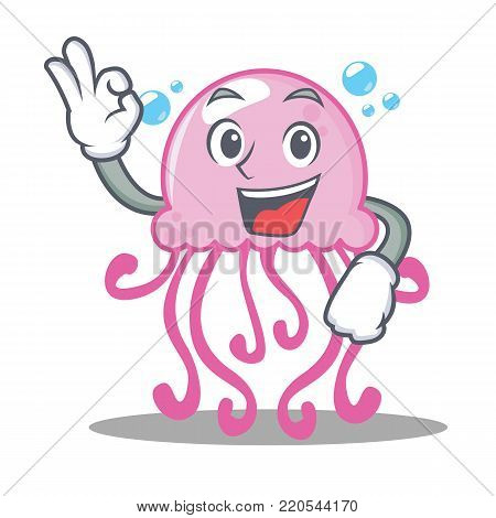 Okay cute jellyfish character cartoon vector illustration