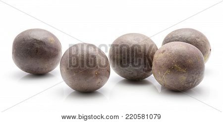 Five passion fruits isolated on white background