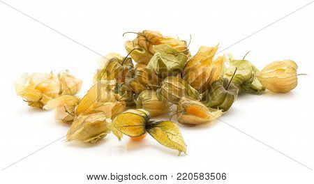 Physalis berries stack isolated on white background