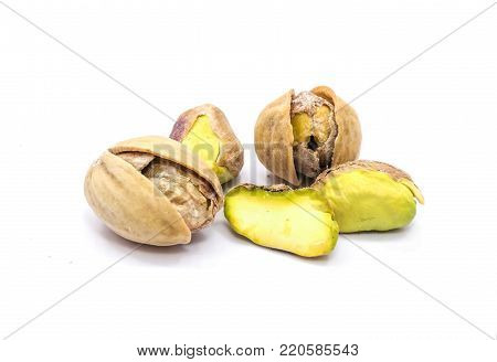 Pistachio nuts set isolated on white background