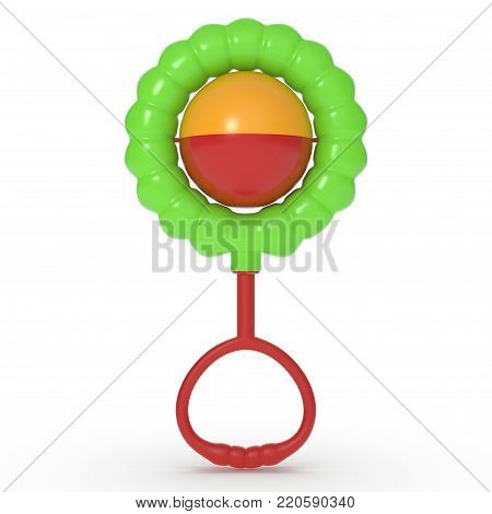 Children's Color Plastic Rattles in the form of a Green Flower