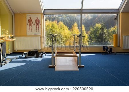 WISLA, POLAND - OCTOBER 23, 2105: Gym and fitness room at the rehabilitation center for the disabled in Wisla, Poland
