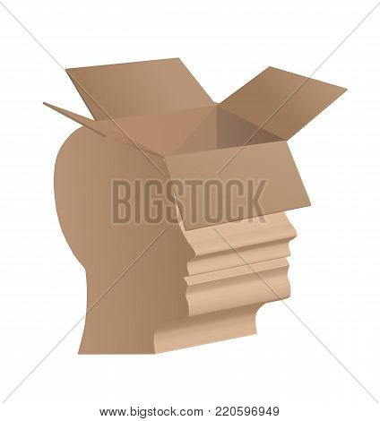 Box - a human head, vector art illustration.