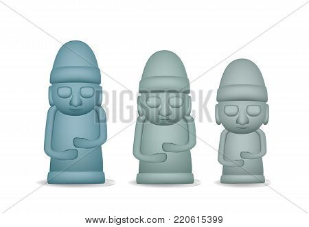 3D Grandfather statues (Dol hareubang), vector design