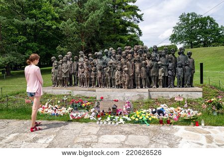 LIDICE, CZECH REPUBLIC - JULY 4: Memorial to the Children Victims of the World War II on July 4, 2017 in Lidice