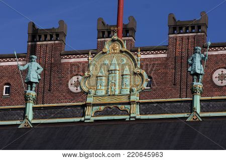 Fragment of the Copenhagen City Hall, Denmark. View from the courtyard.
