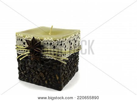 handmade candle coffee on a white background