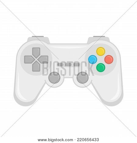 Game controller gamepad in flat style. Joystick icon isolated on white background. Control console for video games. Vector illustration EPS 10.
