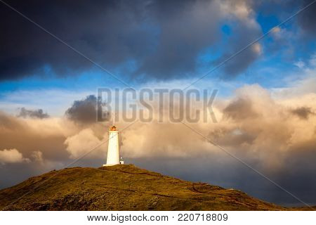 Reykjanesviti lighthouse on Reykjanes peninsula in Southern Iceland