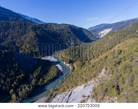 great panorama in the Rhine gorge in summer