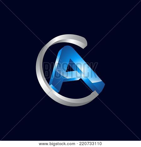 3d Letter CA circle A Initial Logo Template