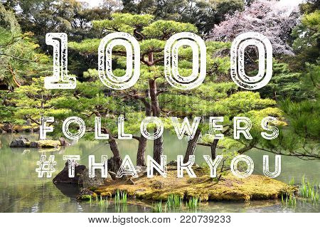 1000 followers - social media celebration banner. 1k online community fans.