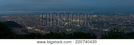 Sapporo city night view from Mount Moiwa, Sapporo, Hokkaido, Japan