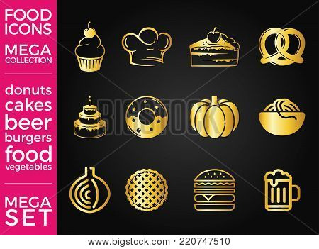 Mega Pack and Mega Set vector food icons set