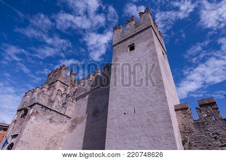 Rocca Scaligera castle in Sirmione town near Garda Lake in Italy