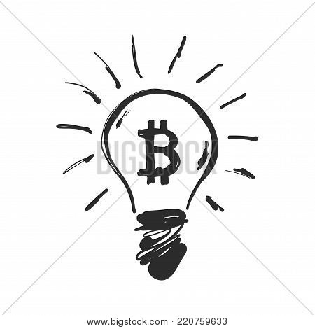 Doodle hand drawn shining. Bitcoin consumes a lot of electricity