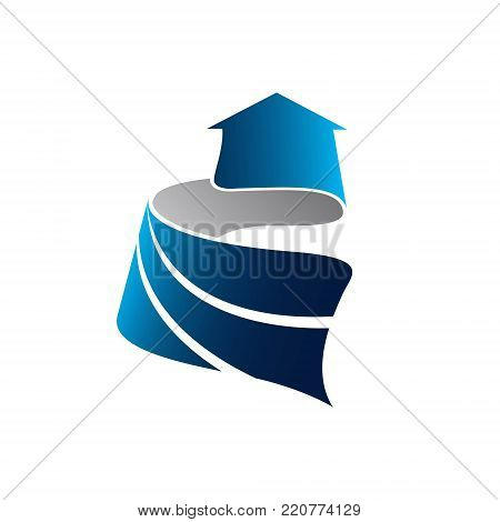 Real Estate with ribbon vector logo design template. House abstract concept icon. Realty construction architecture symbol