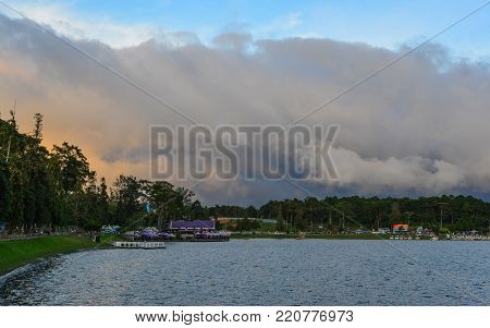 Dalat, Vietnam - Nov 26, 2017. Lake Xuan Huong in Dalat, Vietnam. Dalat (Da Lat) used to be the prime getaway for wealthy French during the colonial era.