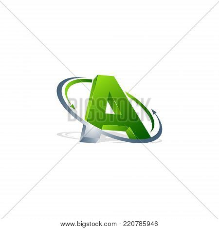 3d A letter with swoosh arrows Initial alphabet Logo design Template