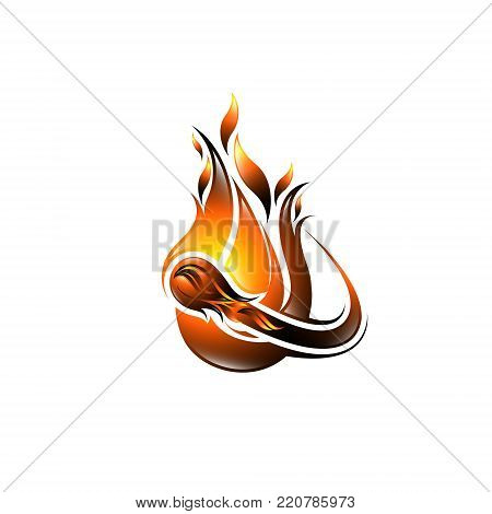 illustrations of fire surrounded swoosh fireballs Abstract logo design elements