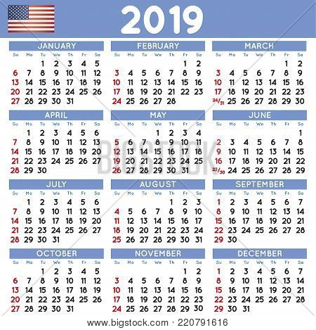 year 2019 squared vector photo free trial bigstock week calendar for 2019