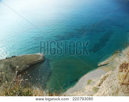 blue lagoon beach coast in the ionian sea landscape on Corfu island