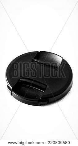 Close up lens cap isolated on white Background