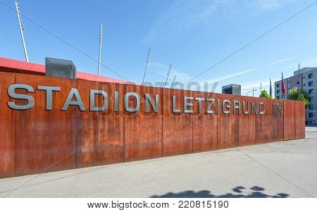 Zurich, Switzerland - April 2017: View on Letzigrund stadium - the official home of FC Grasshoppers