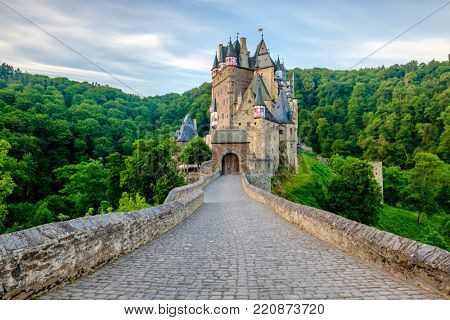 Burg Eltz castle in Rhineland-Palatinate state, Germany. Construction starte prior to 1157.