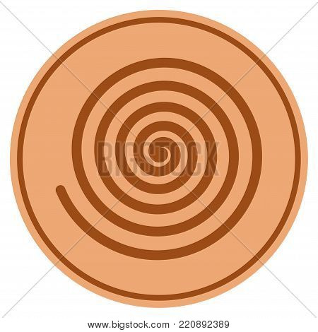 Hypnosis Spiral bronze coin icon. Vector style is a copper flat coin symbol.