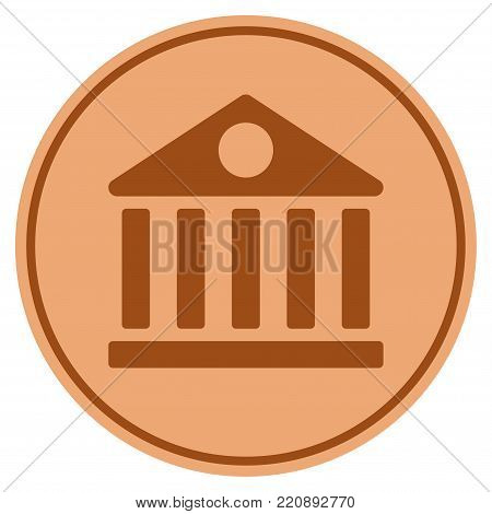 Library House bronze coin icon. Vector style is a copper flat coin symbol.