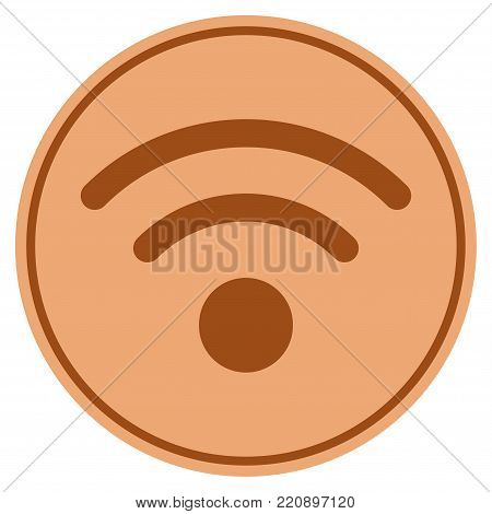 Wi-Fi bronze coin icon. Vector style is a copper flat coin symbol.