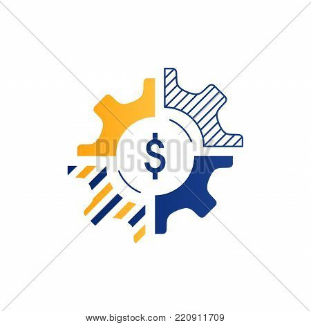 Technology business concept logo. Finances and investment strategy. Diversification icon. Flat design vector illustration