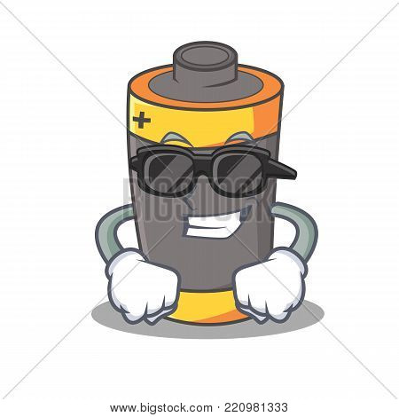 Super cool battery character cartoon style vector illustration
