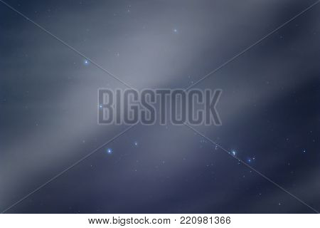 Orion Belt, Cloudy Night sky Background Night.