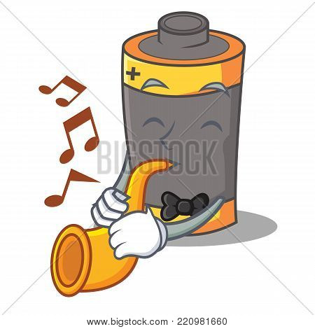 With trumpet battery mascot cartoon style vector illustration