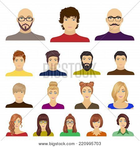 Avatar and face cartoon icons in set collection for design. A person's appearance vector symbol stock  illustration.