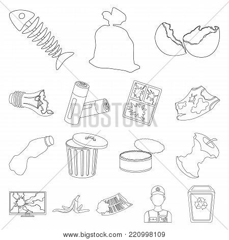 Garbage and waste outline icons in set collection for design. Cleaning garbage vector symbol stock  illustration.