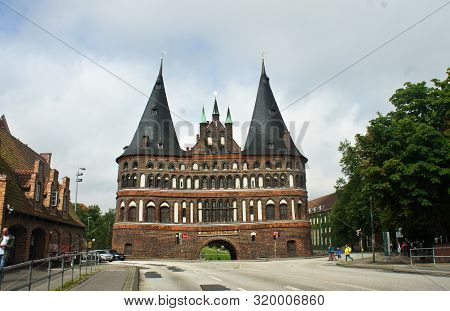 View Of Holsten Gate Or Holstentor In Old Town, Beautiful Architecture, Lubeck, Germany