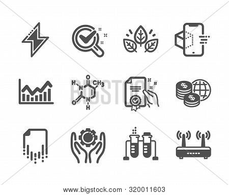 Set Of Science Icons, Such As Recovery File, World Money, Employee Hand, Augmented Reality, Certific